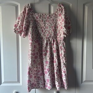 Universal Thread pink and white floral smocked mini dress